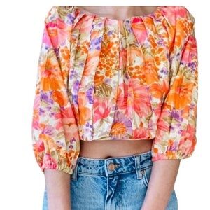 NWT Zara floral Crop Top size XS